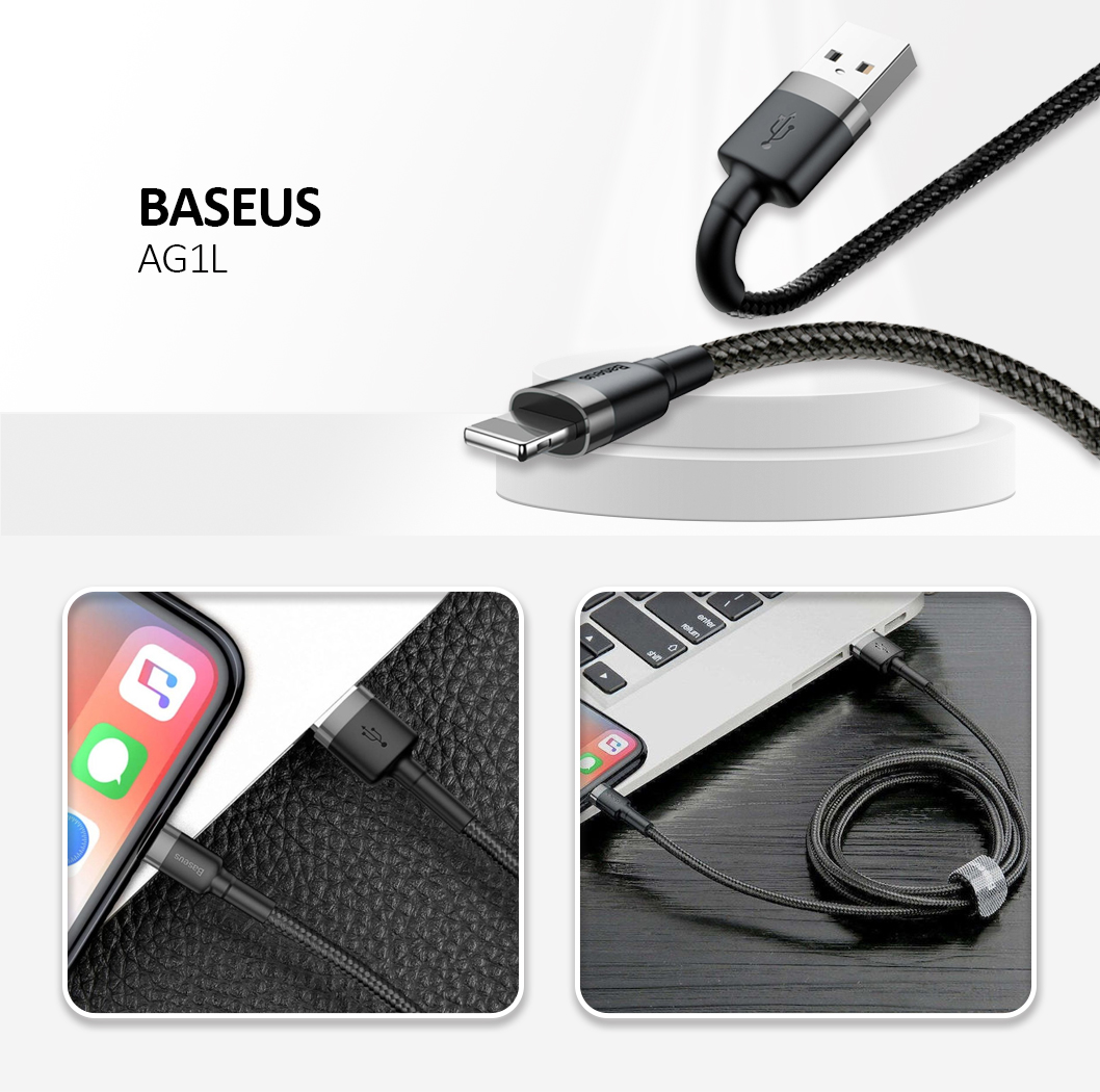BASEUS USB Cable - Cafule CALKLF-AG1  lightning 0.5M 2.4A black-gray