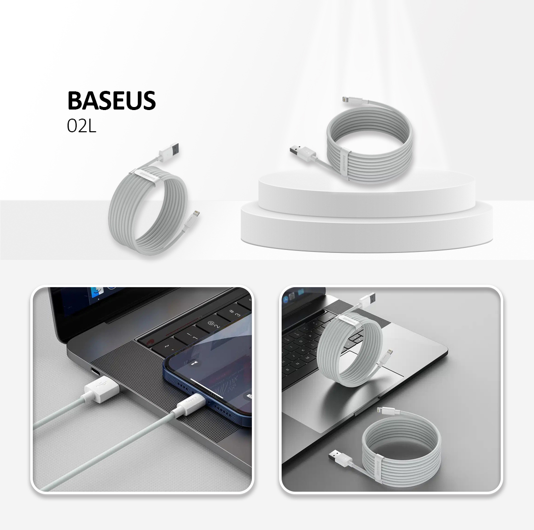 BASEUS USB Cable - Type-C to IPHONE LIGHTNING (2PC S / set) 1.5M TZCALZJ-02 white