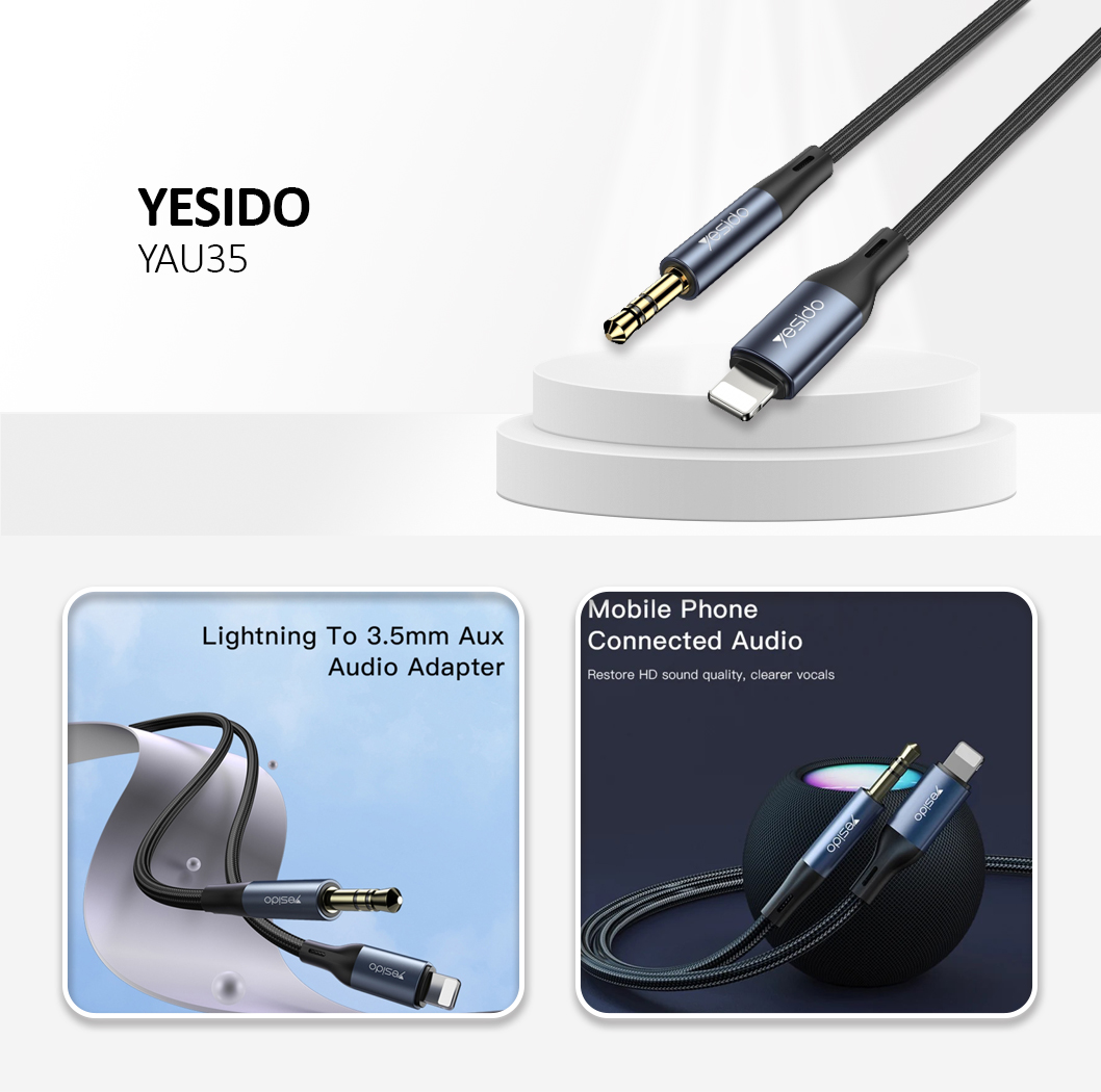 YESIDO YAU35 Audio Cable Lightning to 3.5mm Pin 1m