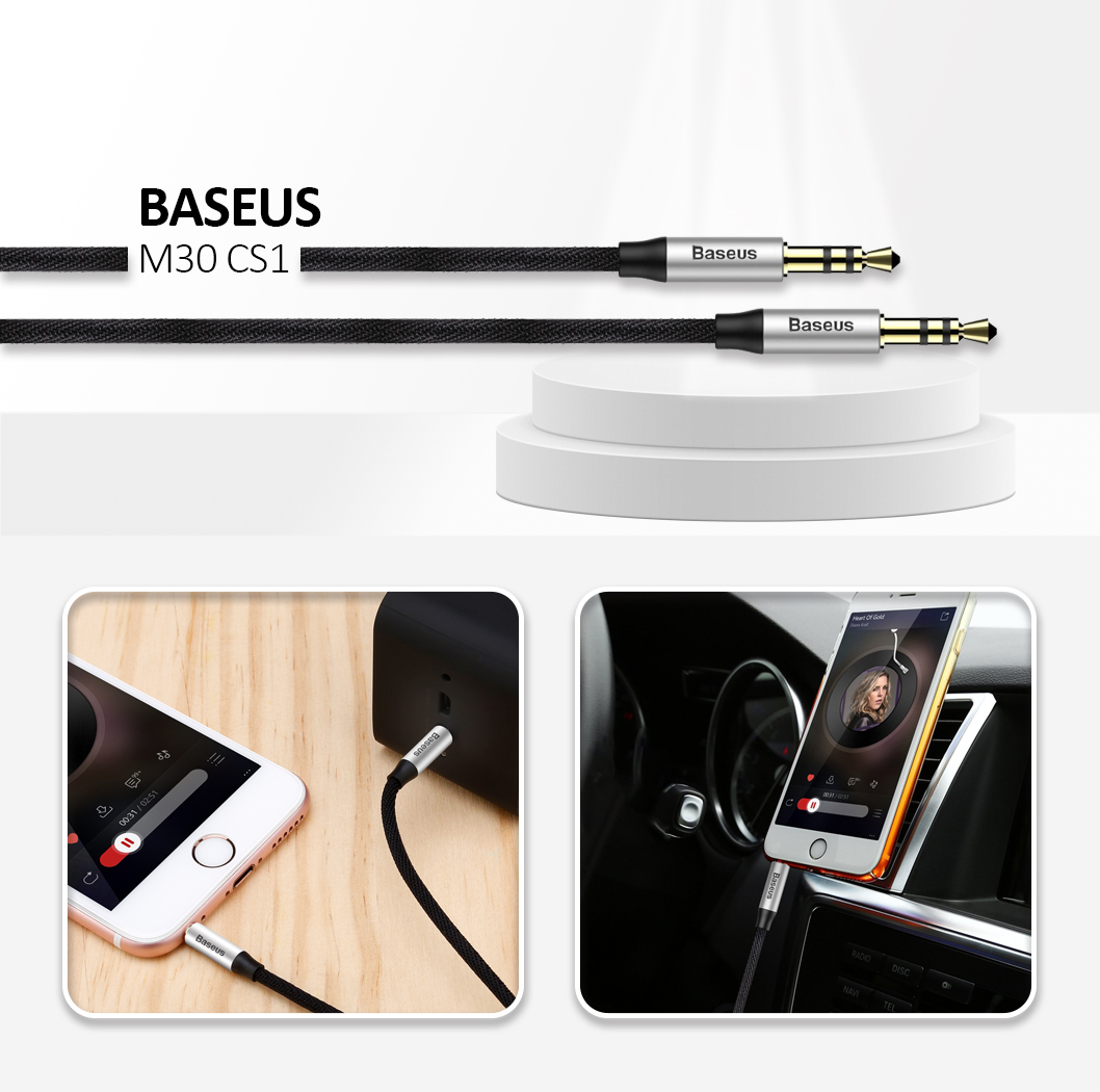 Baseus Yiven Audio Cable M30 1.5m Silver+Black