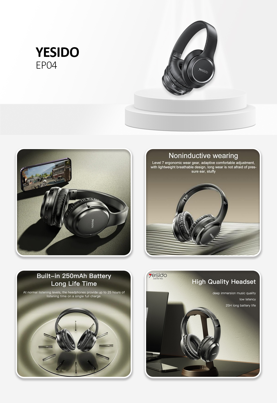 YESIDO EP04 Headset Black