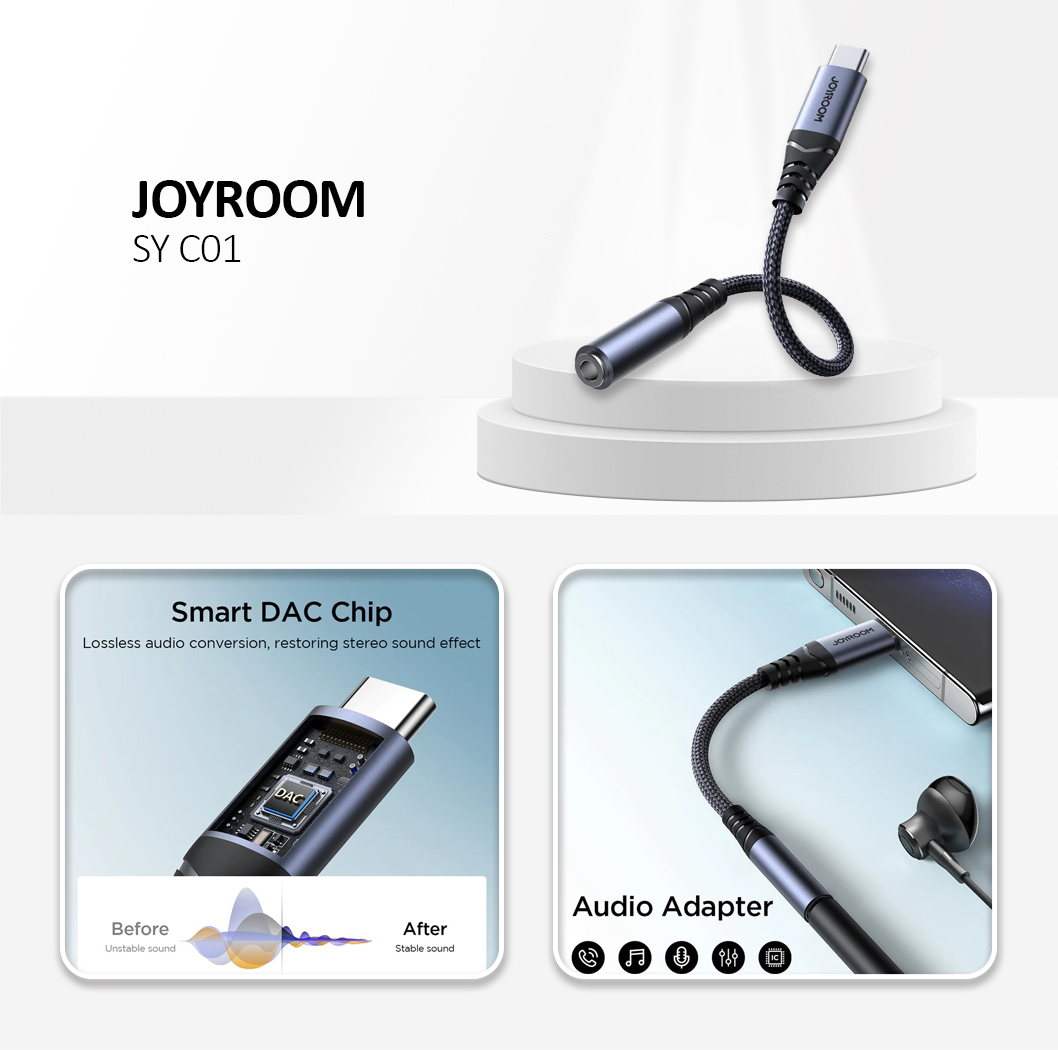Joyroom C01 Audio-Transfer Series Audio Adapter (Type-C to 3.5mm) black 