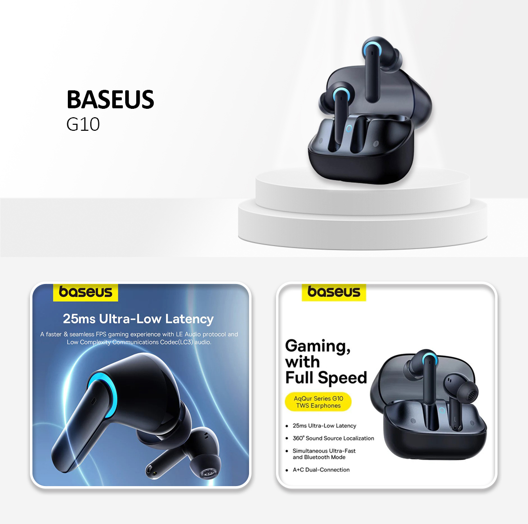 KF2316099 Baseus - Wireless Earbuds AeQur G10 (A00055400221-00) - TWS with Noise-Canceling Microphones - Black