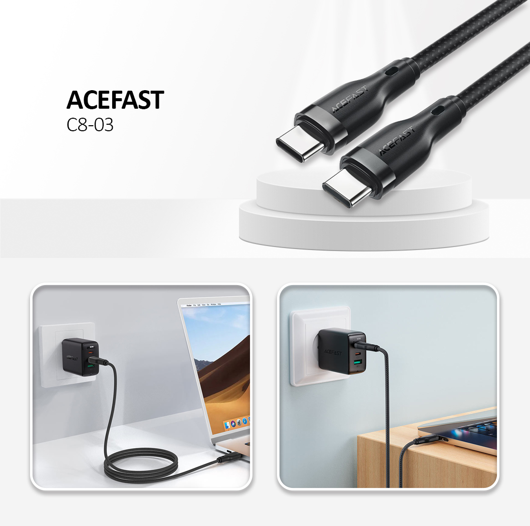 C8-03 USB-C To USB-C Charging Data Cable Black