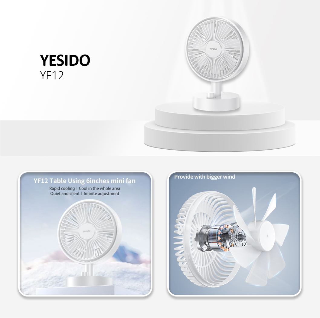 MINI DESKTOP FAN YF12 SILVER