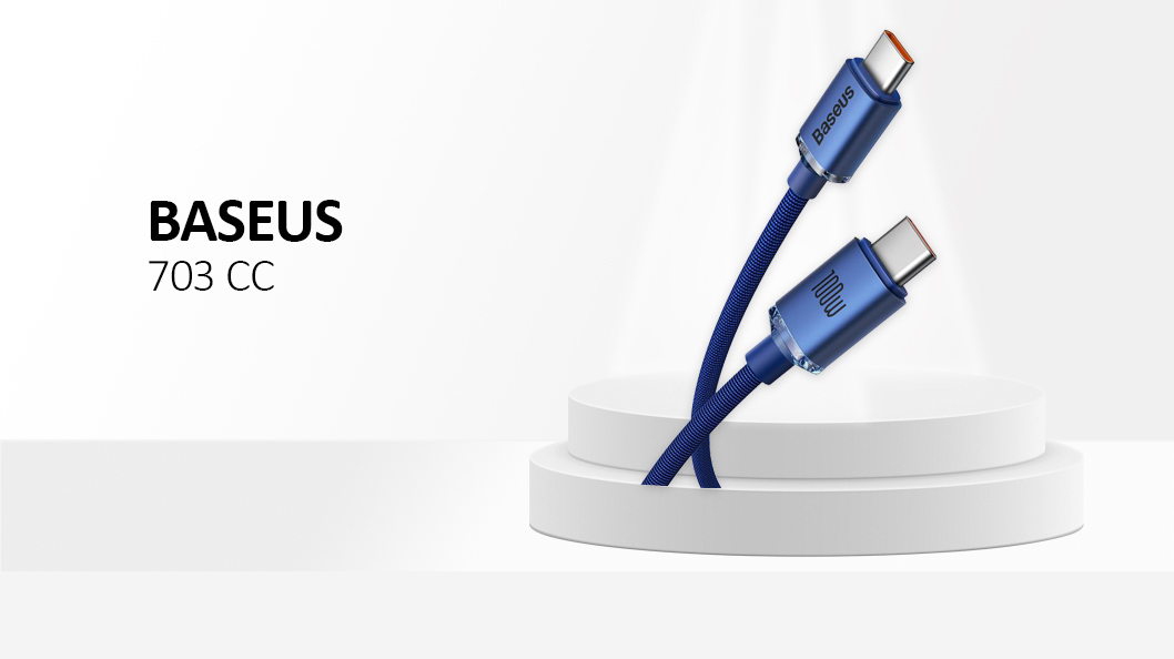 Baseus - Data Cable Crystal Shine (CAJY000703) - Type-C to Type-C, 100W, 2m - Blue