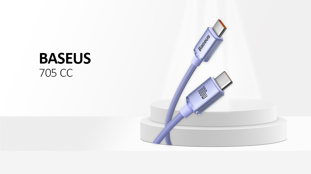 Baseus - Data Cable Crystal Shine (CAJY000705) - Type-C to Type-C, 100W, 2m - Purple