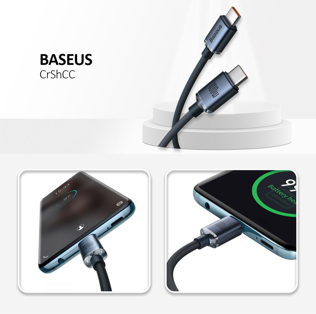 Baseus - Data Cable Crystal Shine (CAJY000701) - Type-C to Type-C, 100W, 2m - Purple