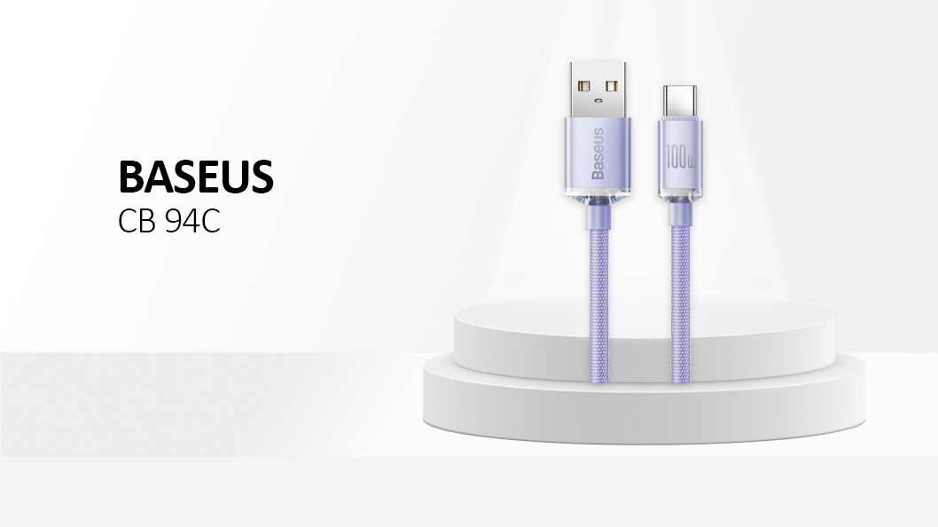 Baseus - Data Cable Gem - USB to Type-C, Super Fast Charging 100W, 2m - Nebula Purple