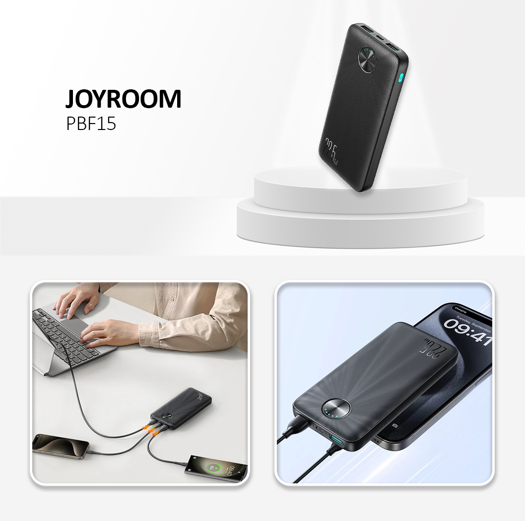 22.5W LED Fast Charging Power Bank 10000mAh, Black Color