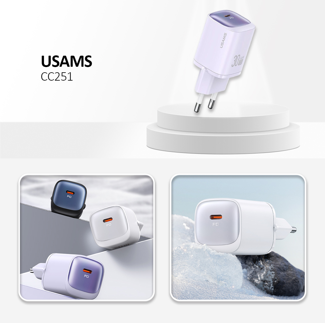 USAMS CC251 Fast GaN Charger PD 30W- Purple