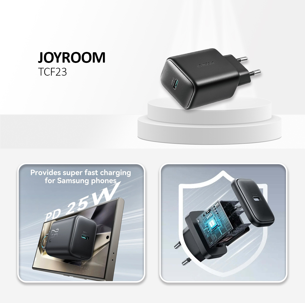 25W Single USB-C Charger (EU), Black Color