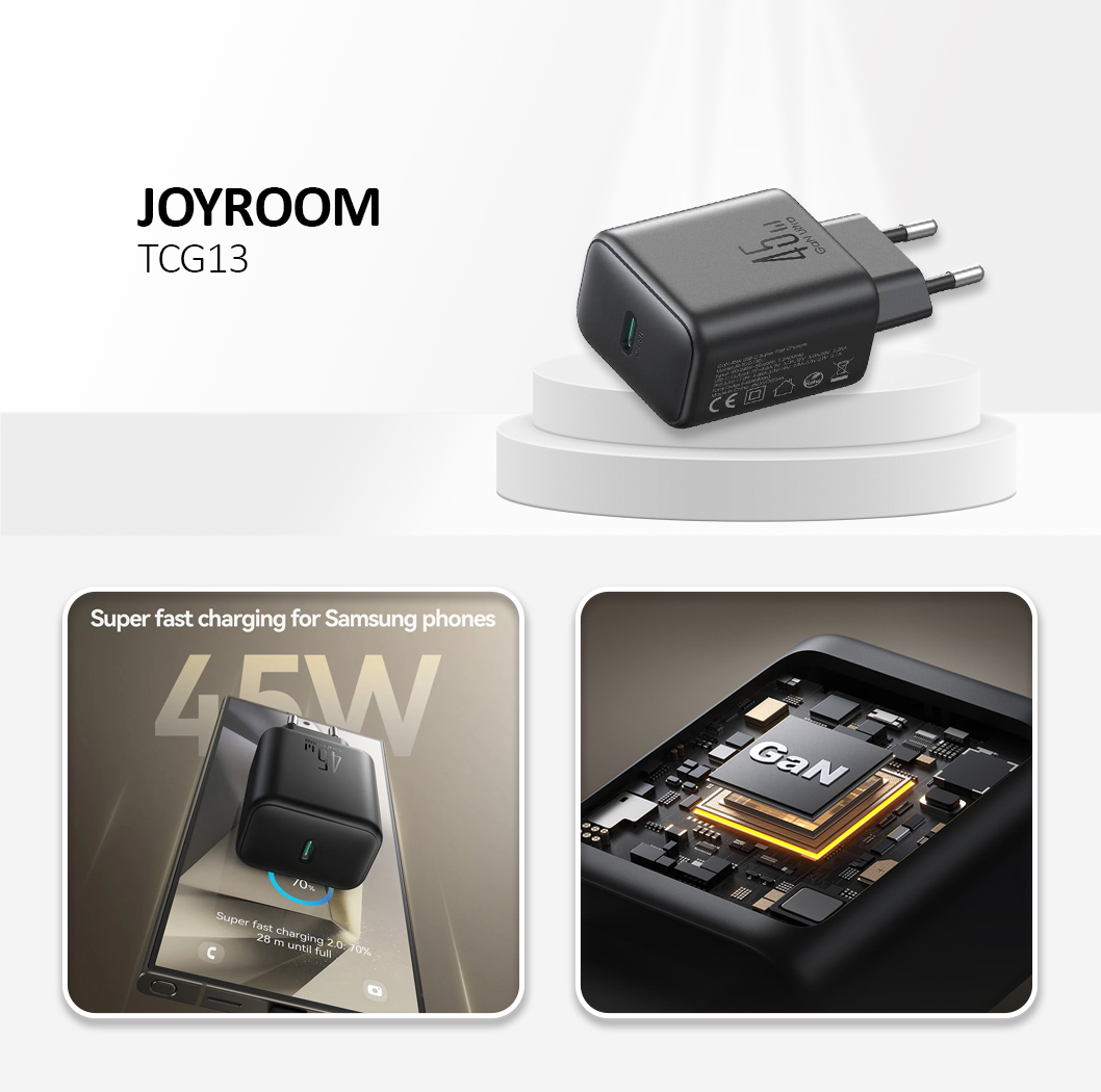 PD 45W USB-C GAN Super Fast Charger(EU), Black Color