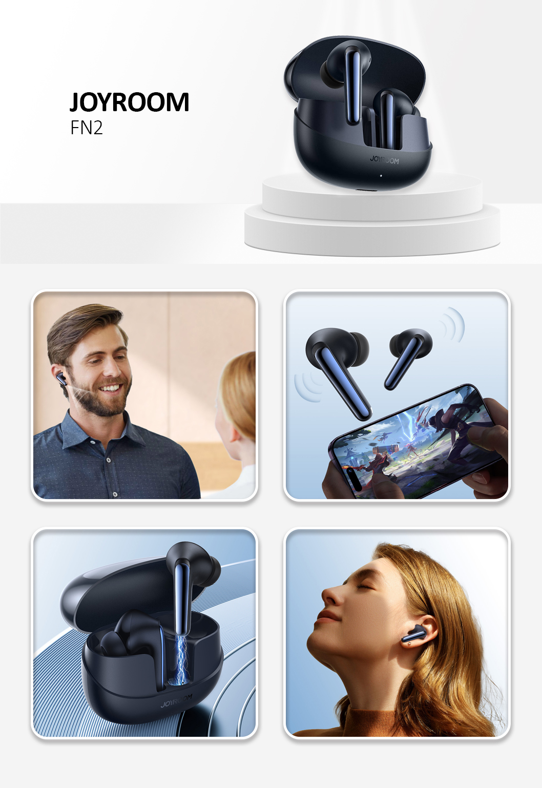 Joyroom FN2 ANC True Wireless Earphones, Black Color