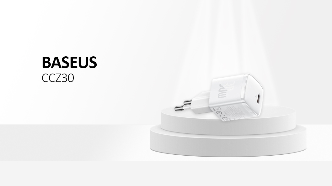 BASEUS Palm Fast Charger 30W Type-C Single Port Portable Wall Charging Adapter - White