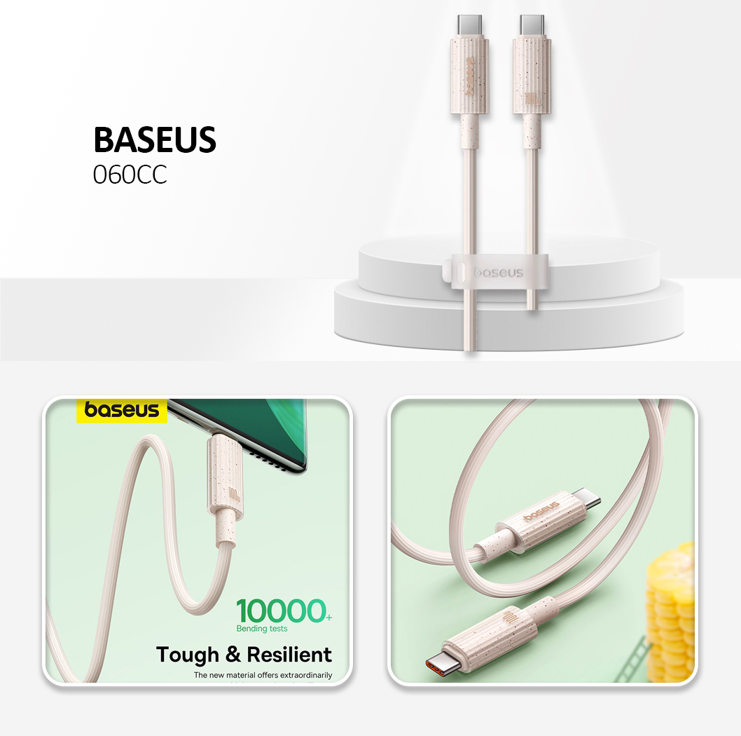 Baseus - Data Cable Habitat Series (P10360202421-01) - Type-C to USB-C, Super Fast Charge, 100W, 480Mbps, 2m - Wheat Pink