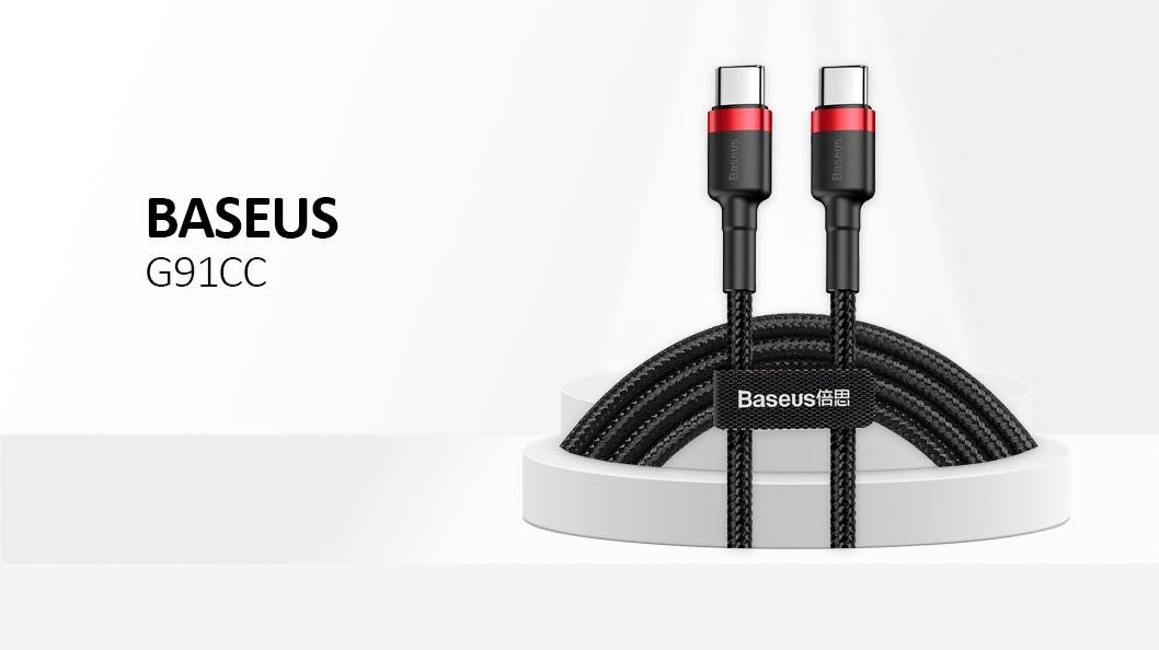 Baseus - Data Cable Cafule - Type-C to Type-C, PD2.0 60W Flash Charging, 20V, 3A, 1m - Red / Black