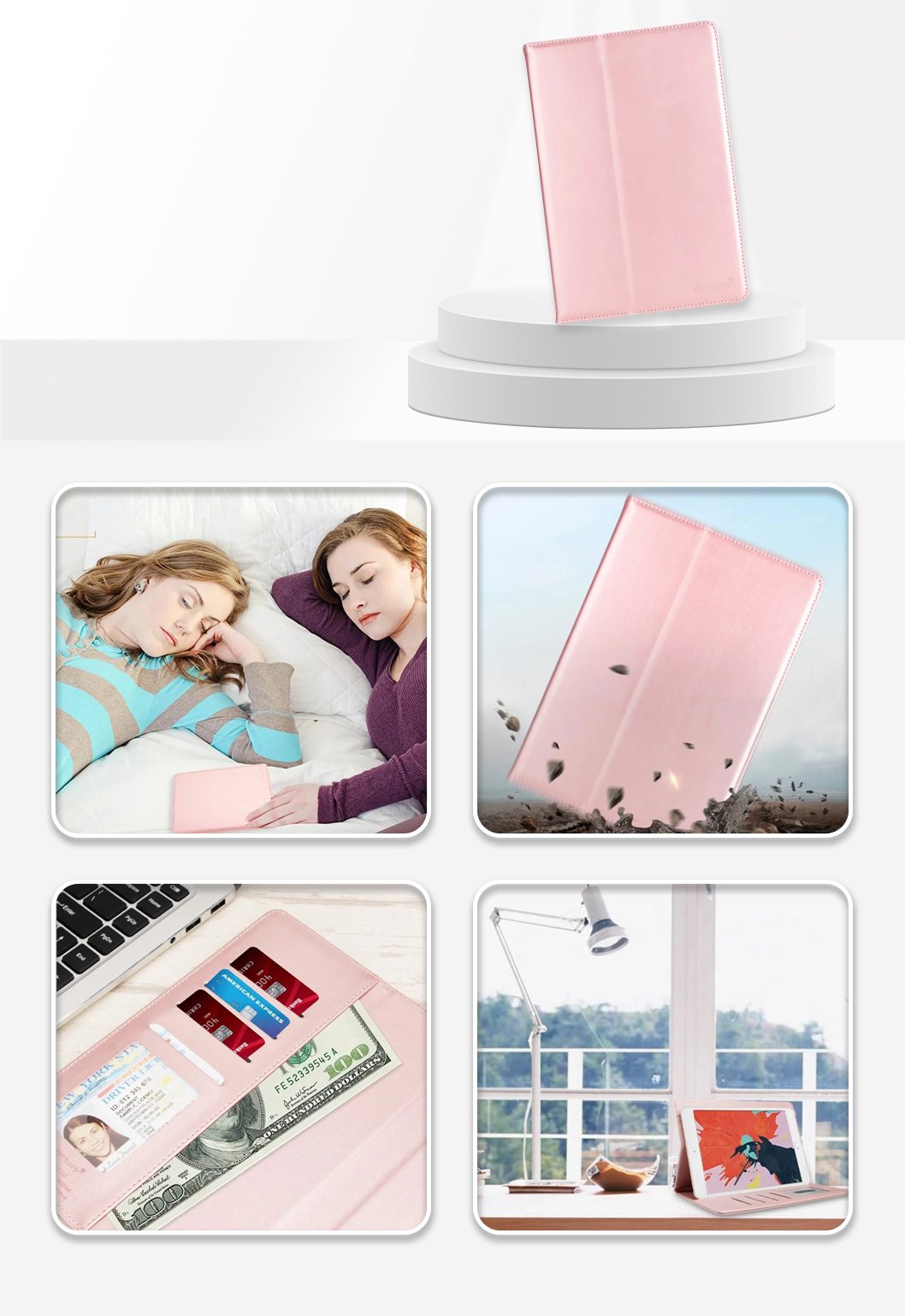 Universal Protective Case 11'' with Wallet - Rose Gold