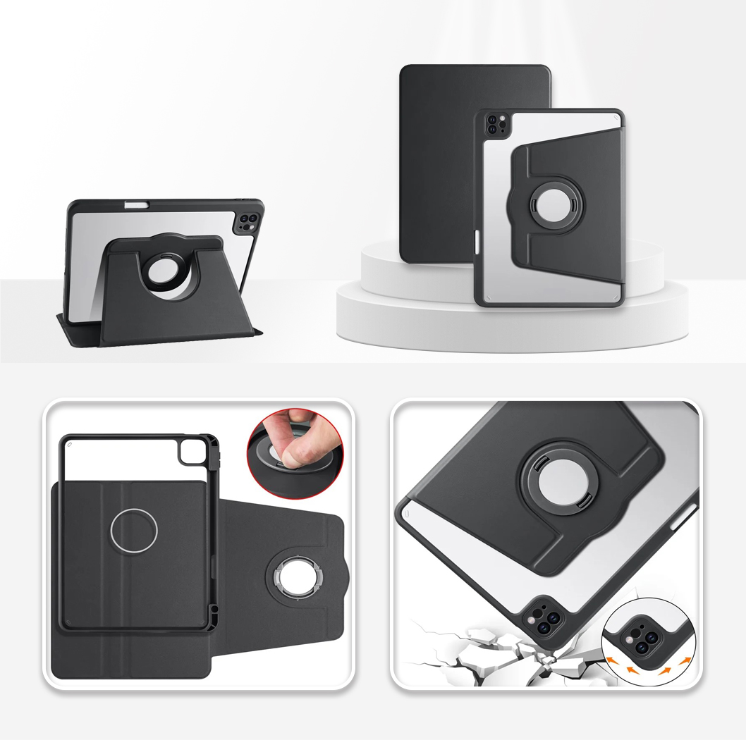 For iPad Pro 11 Tablet Case Rotating Stand Cover Black