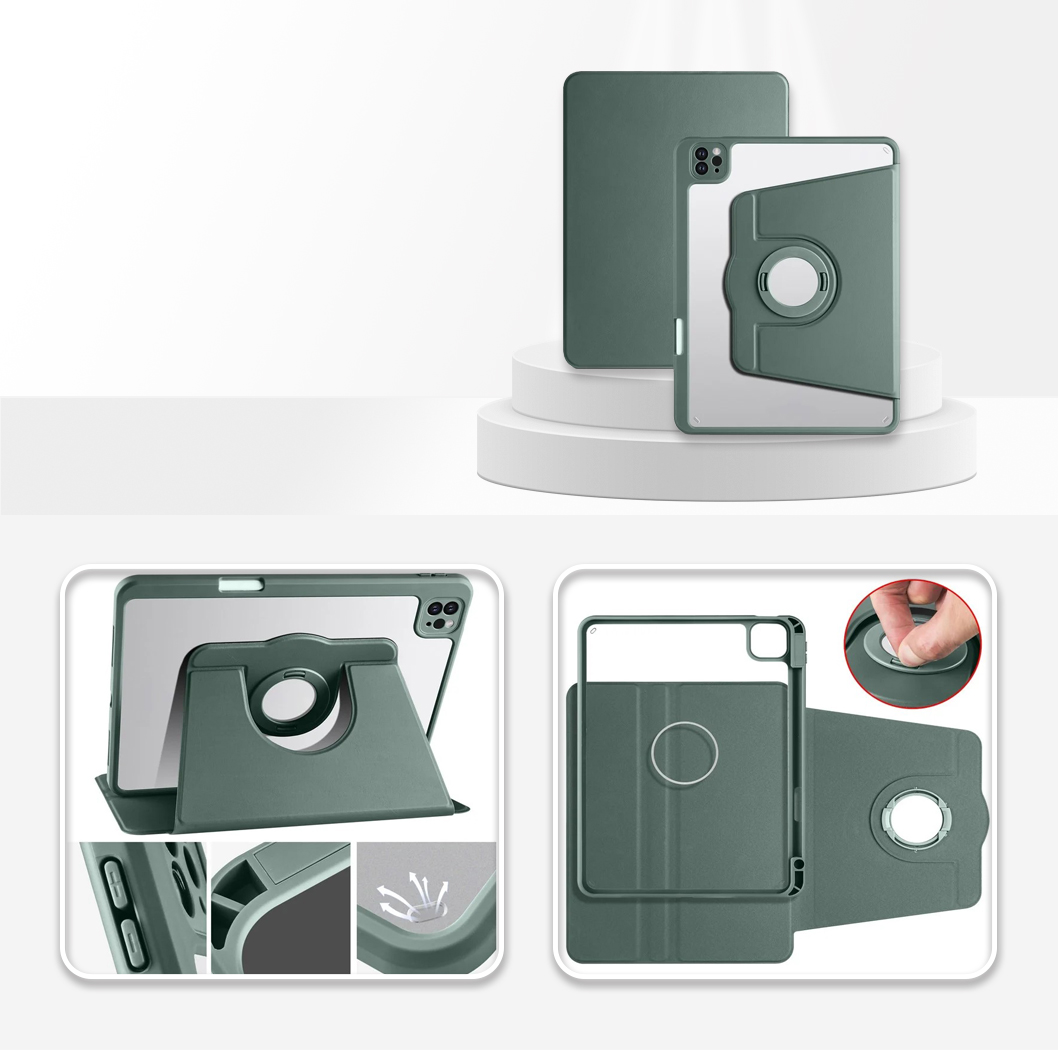 For iPad Pro 11 Tablet Case Rotating Stand Cover - Midnight Green