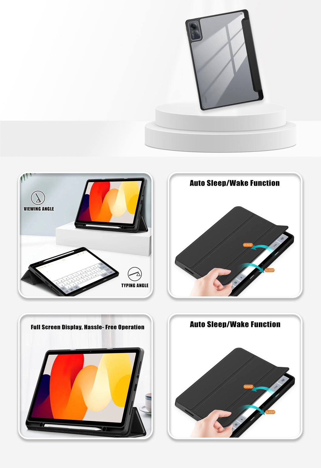 Tablet Cover with Pen Slot For Xiaomi Redmi Pad SE Black