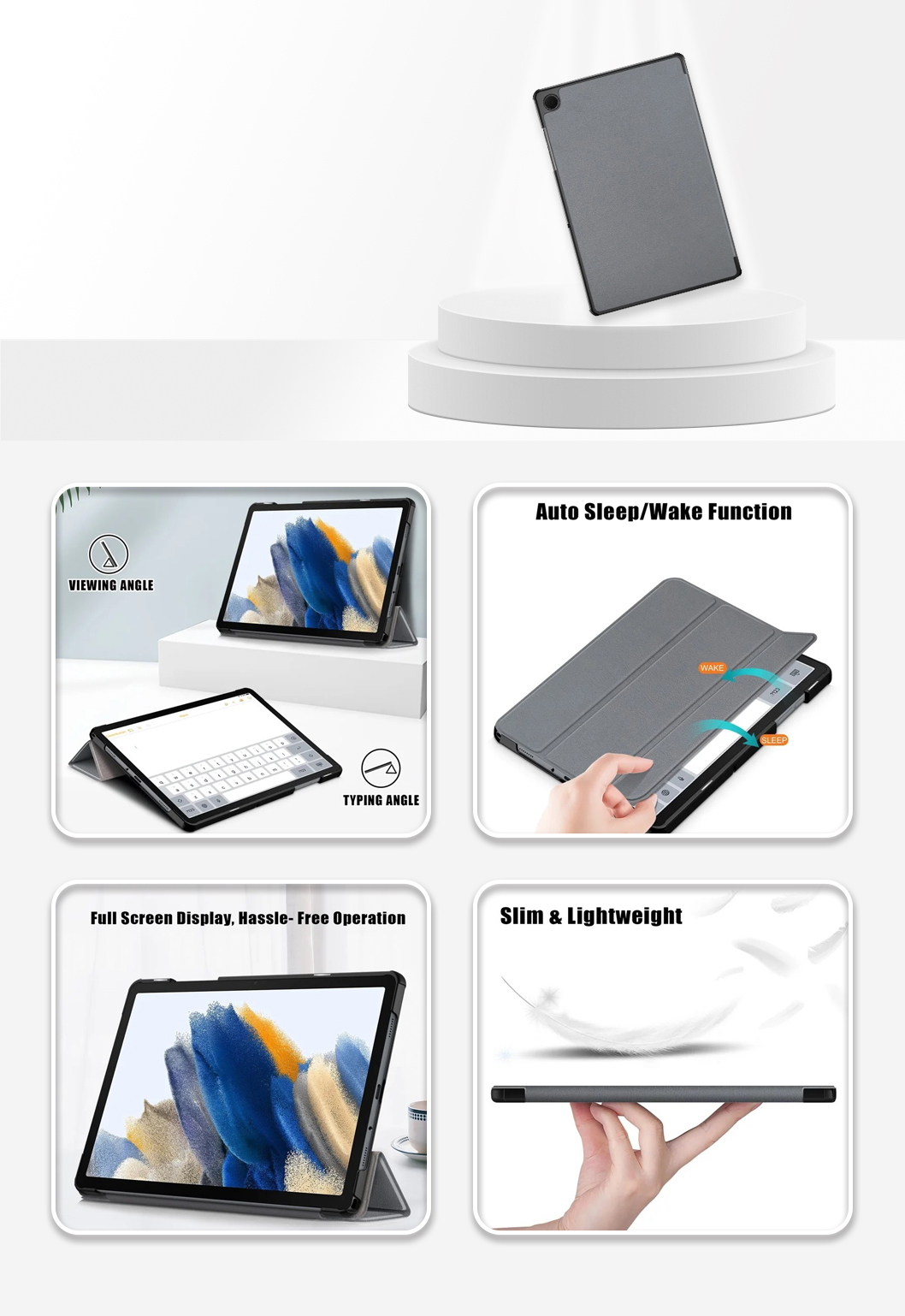 Stand Tablet Case For SamGalaxy Tab  A9Plus Grey