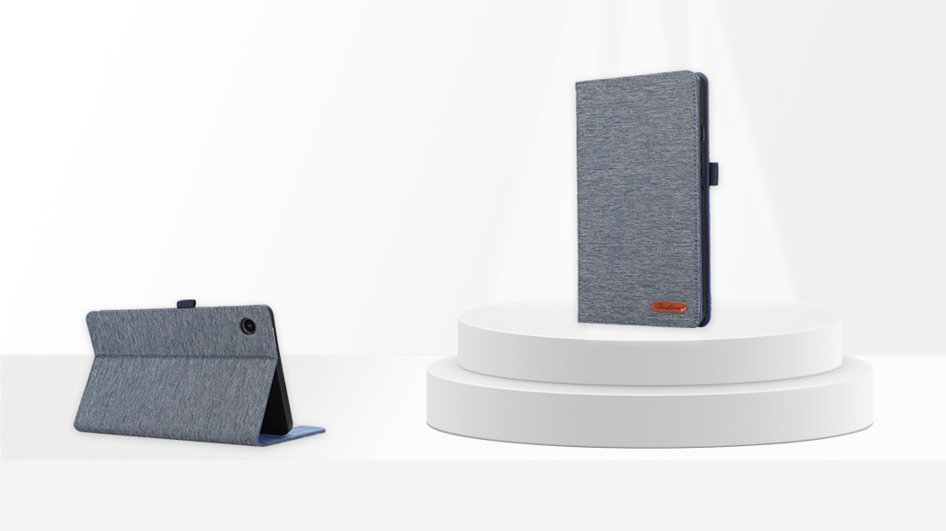For Samsung A9 Tablet Case Cloth Texture Folio Stand-Blue