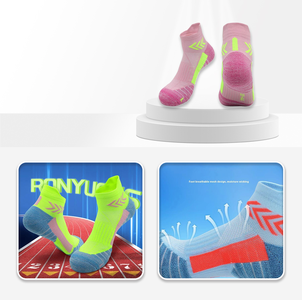JCB3009 1 Pair Running Socks Μ SIZE  Green -Pink