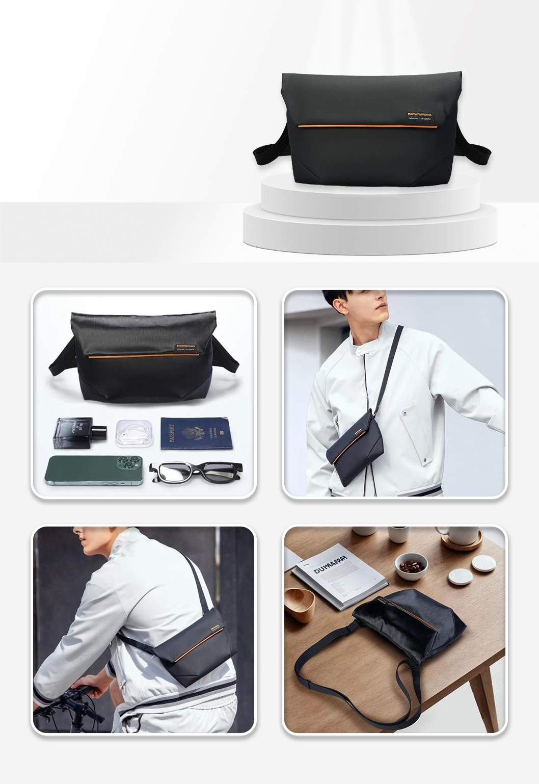  MR468 Crossbody Shoulder Bag Black