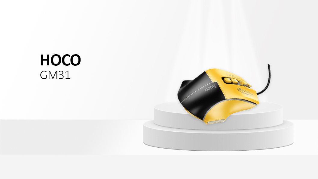 HOCO gaming wire USB A computer mouse 3600DPI black yellow