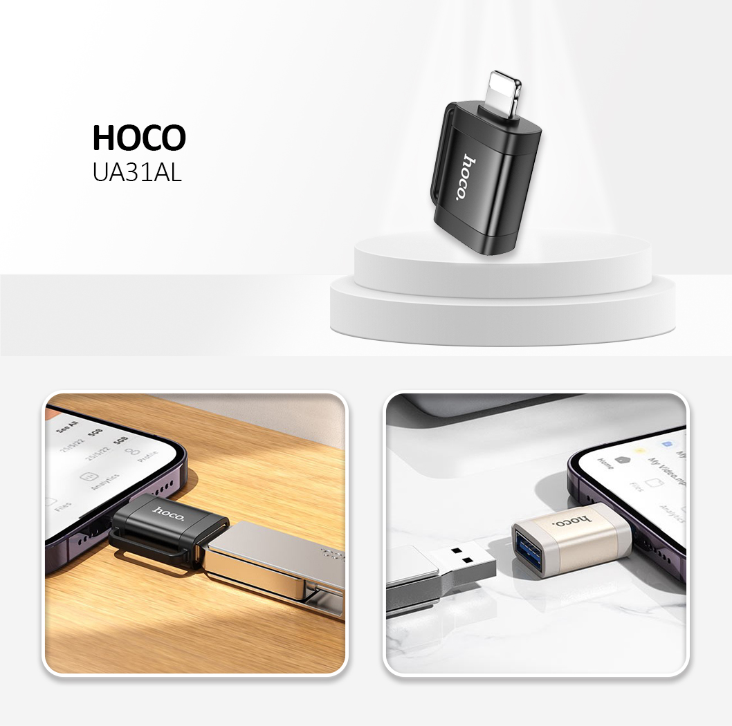 HOCO adapter OTG Lightning (male)  to USB A (female) UA31A black