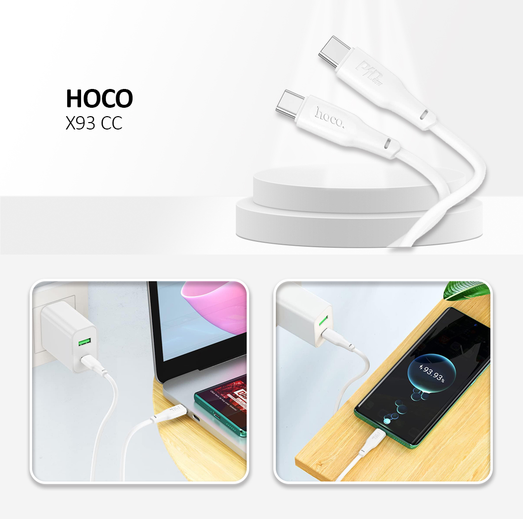 Hoco X93 Cable Type C to Type C 3A 100W 1 m White