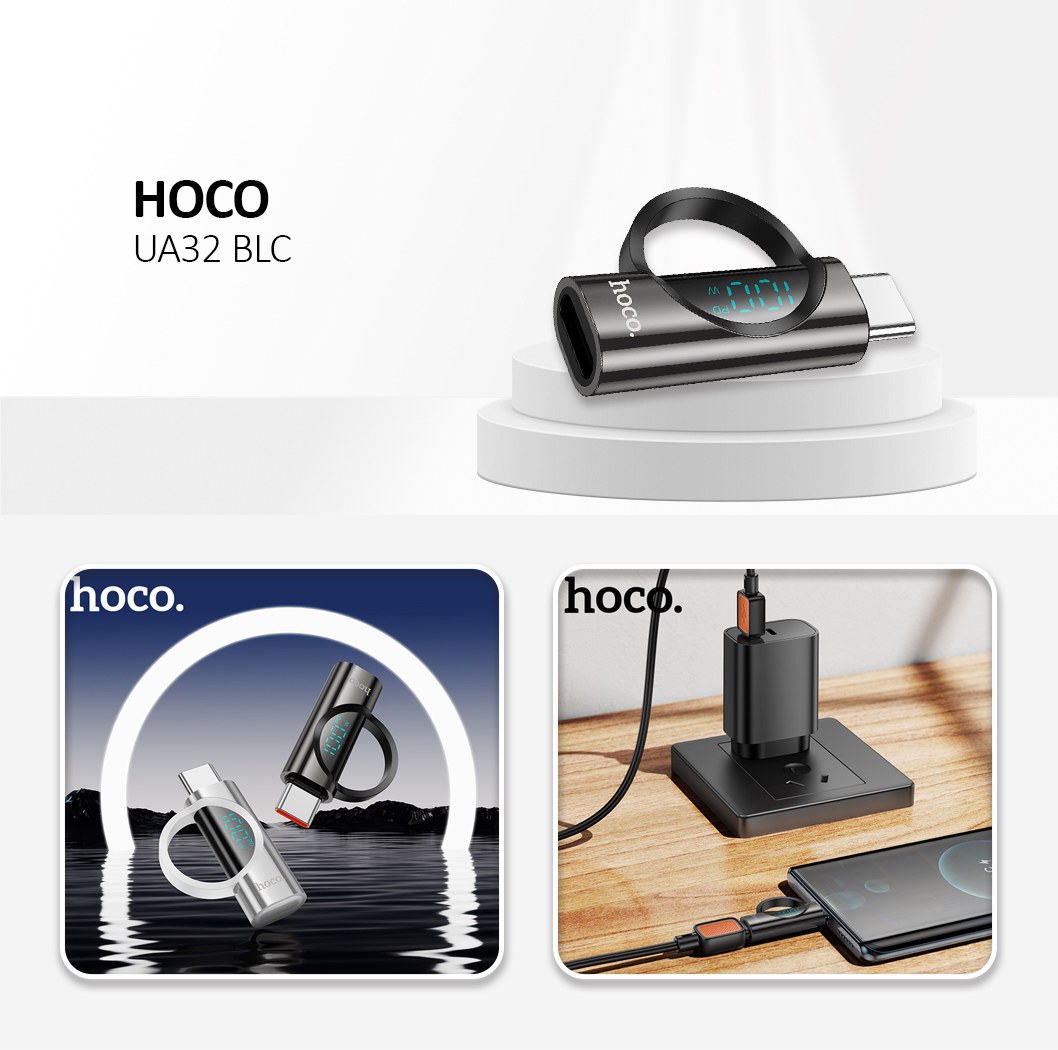 HOCO adapter Lightning (male)  to Type C (female) with digital display 2,4A 27W UA32B black