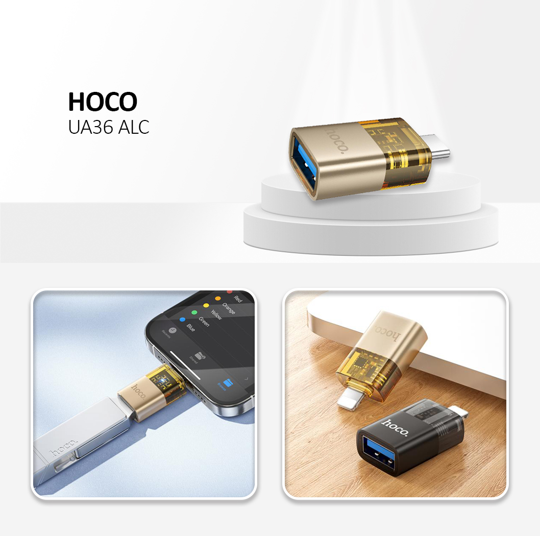 HOCO adapter OTG Lightning (male)  to Type C (female) UA36A transparent gold