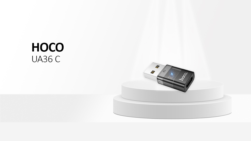 HOCO adapter USB A (male) to Typ C (female) UA36C transparent black