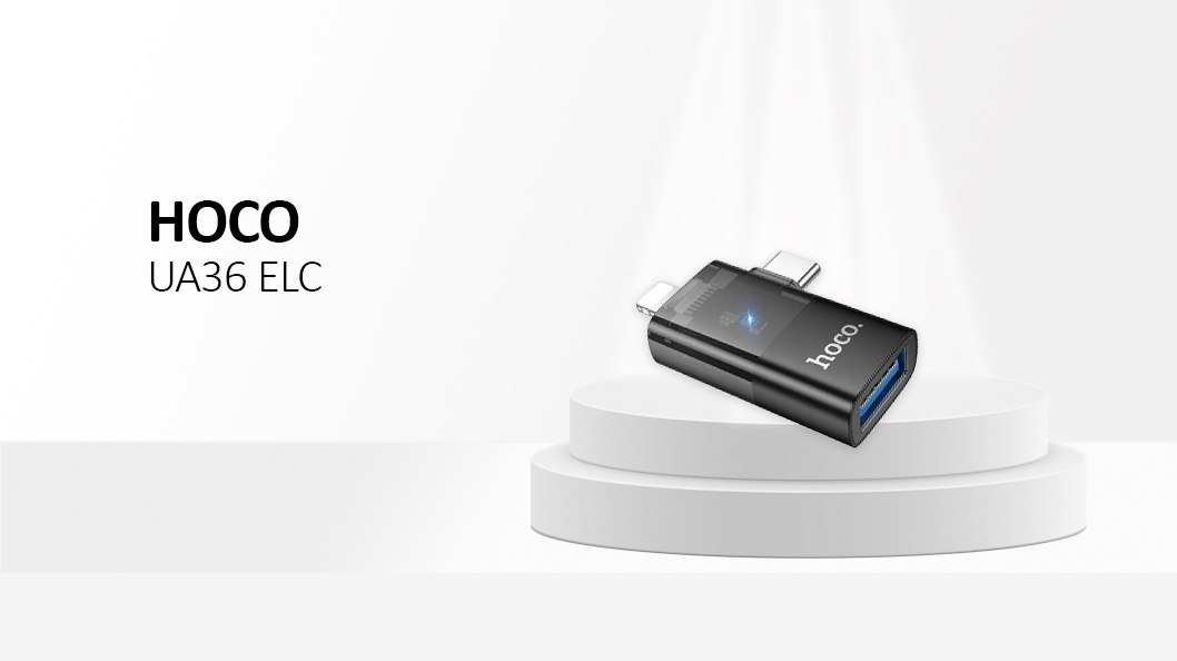HOCO adapter OTG 2in1 Lightning (male)  / Type C (male)  to USB A (female) UA36E Black