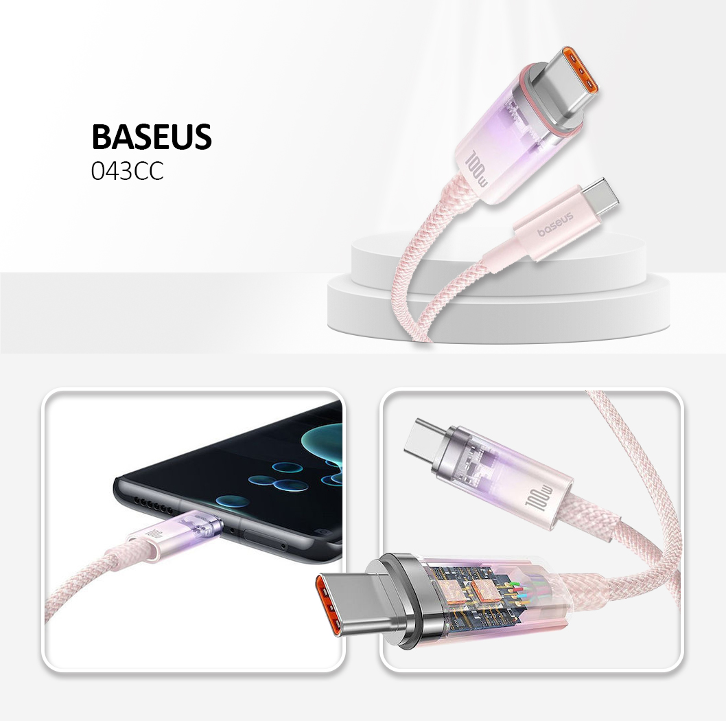 BASEUS cabel  Type C to Type C PD 6A 100W Explorer 1m pink