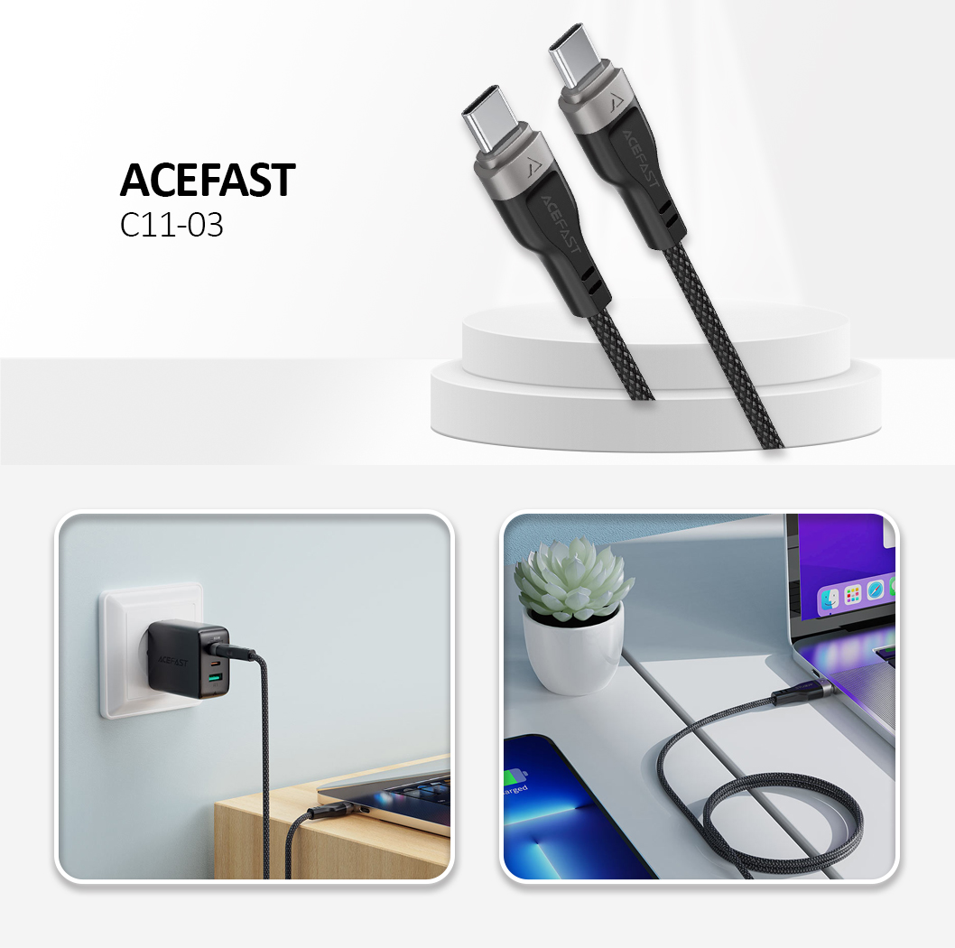 C11-03 USB-C to USB-C magnetic charging data cable,black