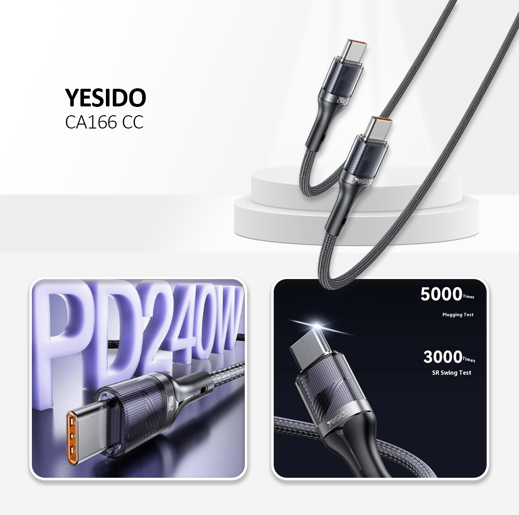 YESIDO CA166 Data Cable Dual Type-C Black
