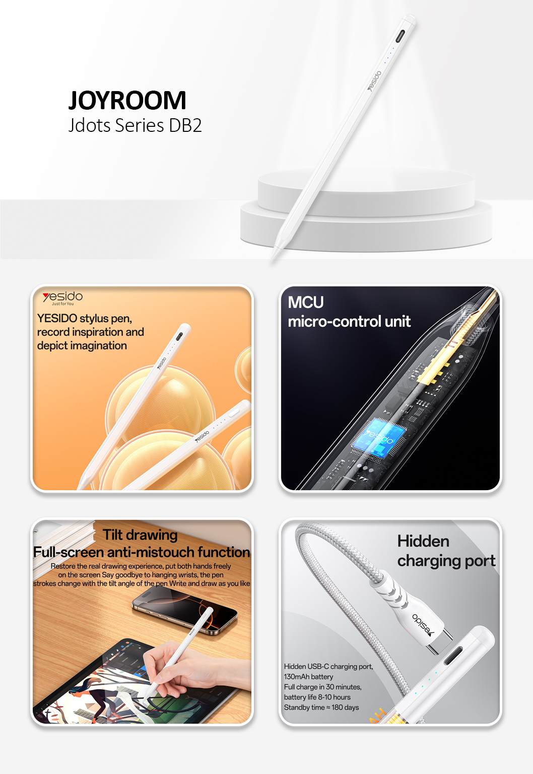 YESIDO ST17 Stylus Pen (IP Tablet only) White