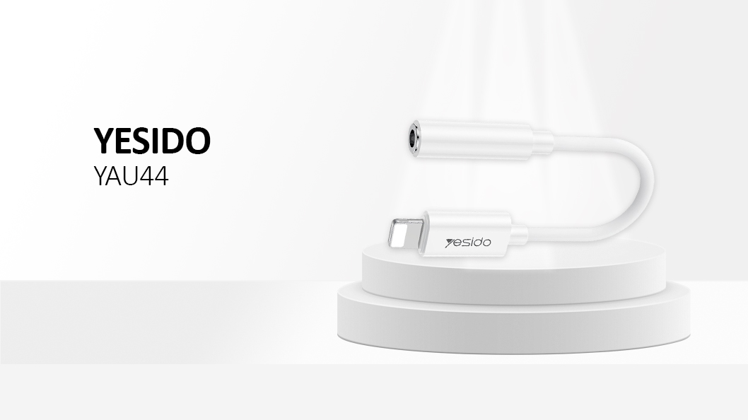 YESIDO YAU44 Original AUX 3.5mm to Lightning Audio Adapter White