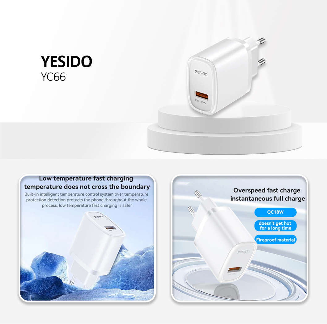 YESIDO YC66 Quick Charger 18W White