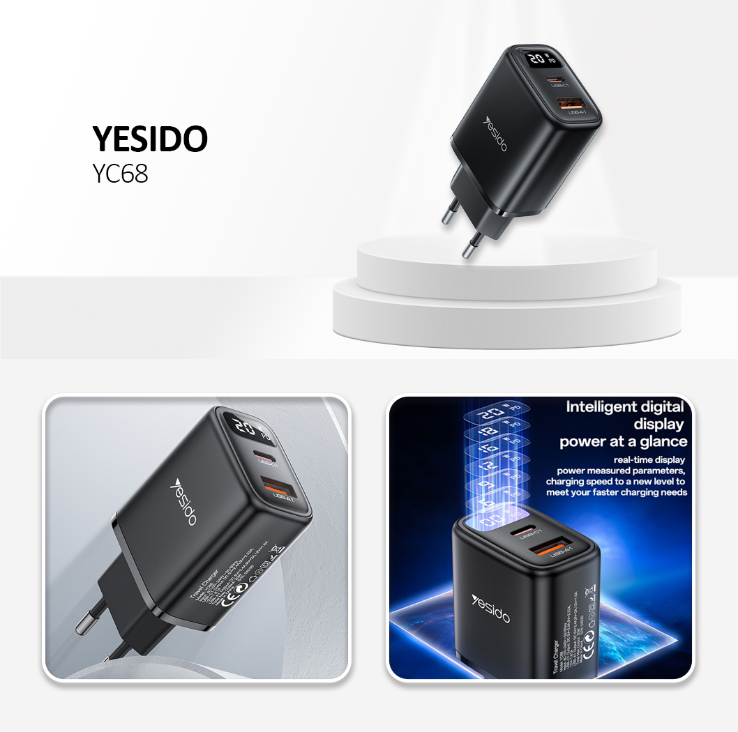 YESIDO YC68 Quick Charger 20W Black