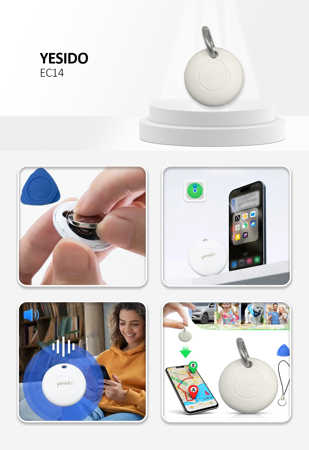 YESIDO EC14 MFI Air Tag White