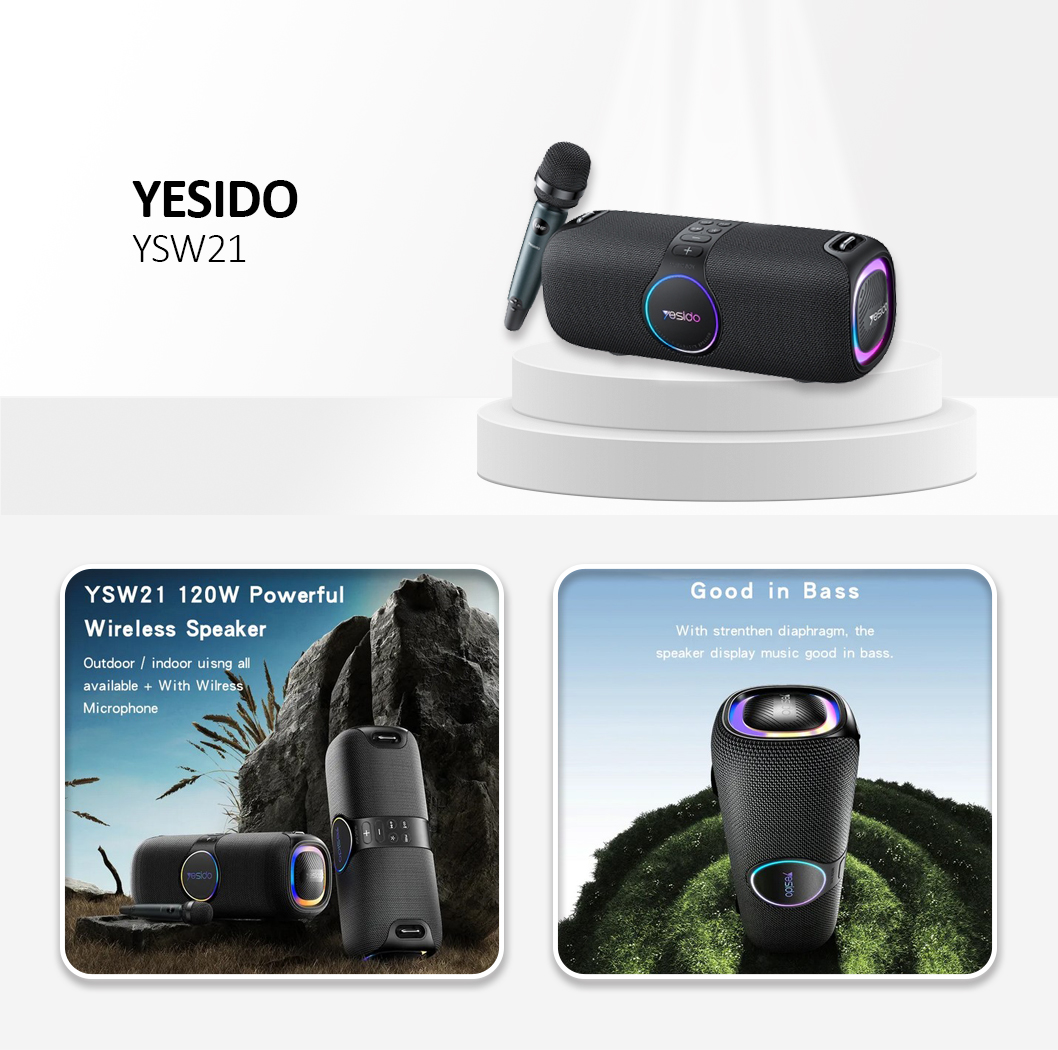 YESIDO YSW21 90W Wireless Speaker(with microphone) Black