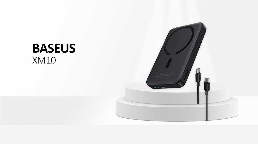 Baseus - Power Bank Magnetic Mini (PPCX110103) - USB-C, MagSafe, 10000mAh, 20W, with Cable Type-C, 3A, 30cm - Black