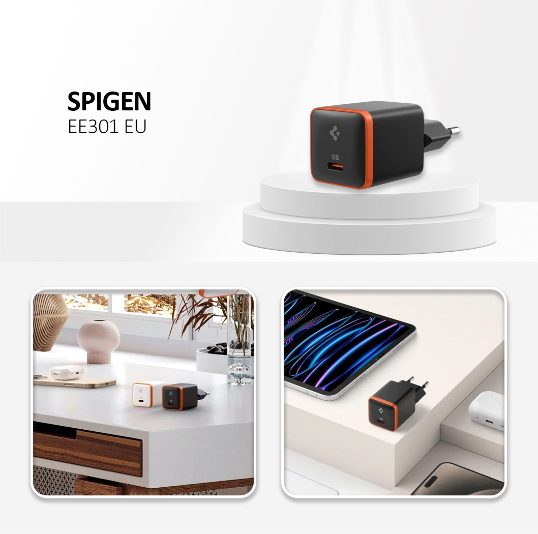 Spigen - Wall Charger Arcstation Essential (EE301EU) - Type-C, Quick Charge, PD30W - Black