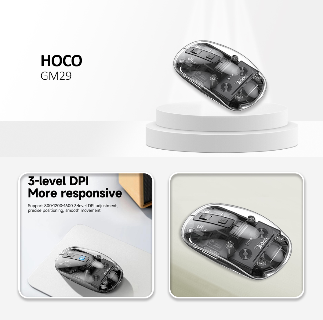 Hoco Computer Wireless Mouse 2,4G 1600 dpi GM29 Space White