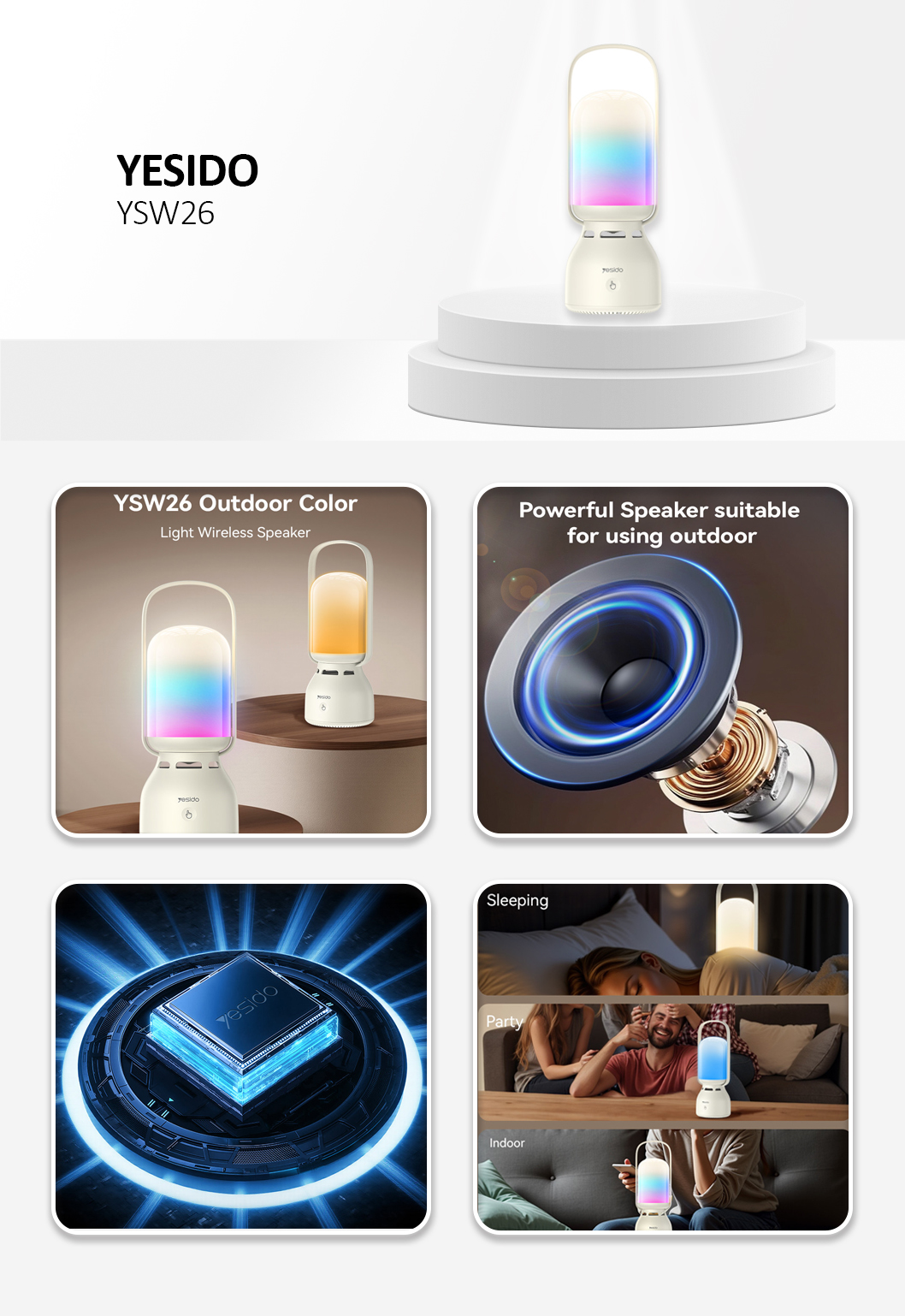 Yesido YSW26 Outdoor Wireless Speaker White