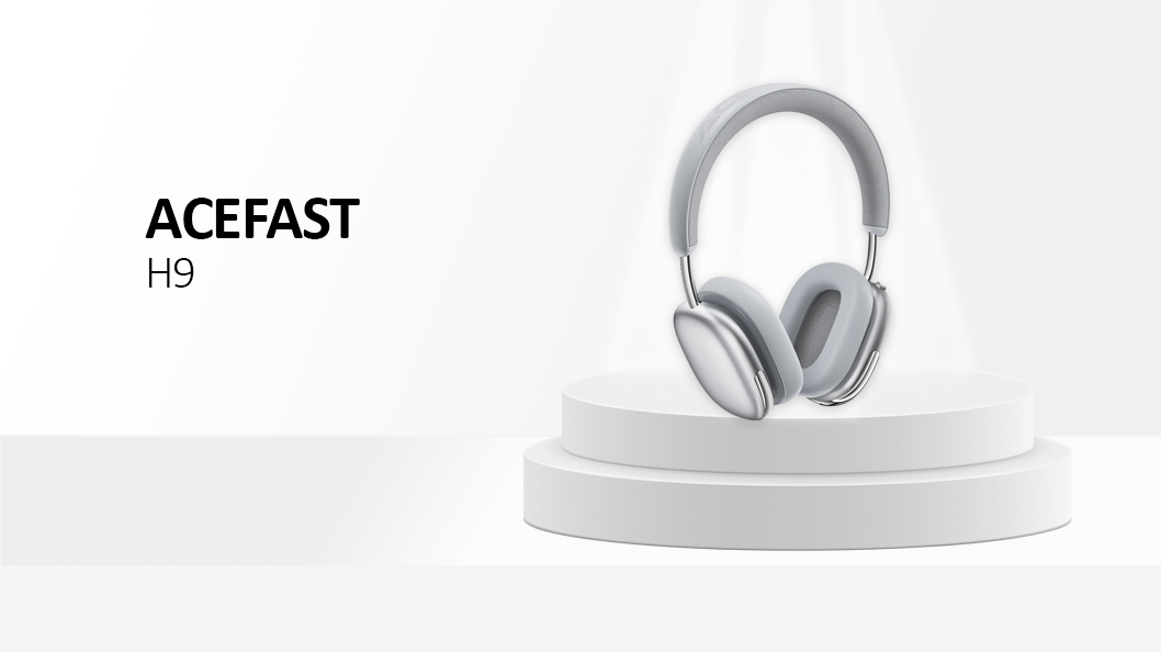Acefast H9 Active Noise Cancelling Headphones Wireless Over-Ear Headsetwith Multi-Function Button - Silver